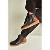 Fox Shoes V555115103 Siyah Hakiki Deri Kalın Tabanlı Kadın Bot