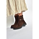 fox SHOES V555575602 Kahverengi Hakiki Deri Süet Comfort Ortopedik Taban Kadın Bot, Kahverengi-Süet, 36