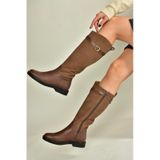 Fox Shoes V654002803 Kahverengi Hakiki Deri Düz Tabanlı Binici Çizmesi