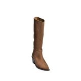 fox SHOES V654082101 Kahverengi Hakiki Deri Nubuk Kalın Topuklu Kadın Çizme, Kahverengi-Nubuk, 37