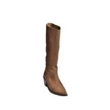 fox SHOES V654082101 Kahverengi Hakiki Deri Nubuk Kalın Topuklu Kadın Çizme, Kahverengi-Nubuk, 38