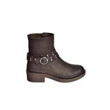 fox SHOES V674121209 Kahverengi Alçak Topuklu Fermuarlı Kadın Bot, Kahverengi-Suni Deri, 36