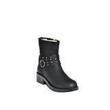 fox SHOES V674121209 Siyah Alçak Topuklu Fermuarlı Kadın Bot, Siyah-Suni Deri, 40