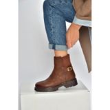 Fox Shoes V674420409 Taba Kalın Tabanlı Içi Tüylü Kadın Bot