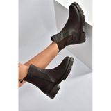 Fox Shoes V674420509 Kahverengi Kalın Tabanlı Lastik Detaylı Kadın Bot