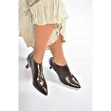 fox SHOES V676523608 Kahverengi Rugan Kalın Topuklu Kadın Ayakkabı, Kahverengi-Rugan, 37