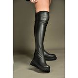 Fox Shoes V7264253 Siyah Deri Streç Kadın Çizme - 37