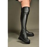 Fox Shoes V7264253 Siyah Deri Streç Kadın Çizme - 39