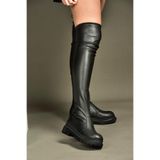 Fox Shoes V7264253 Siyah Deri Streç Kadın Çizme - 40