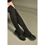 Fox Shoes V726425302 Siyah Süet Streç Kadın Çizme