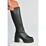 Fox Shoes V726454109 Siyah Kalın Topuklu Klasik Kadın Çizme
