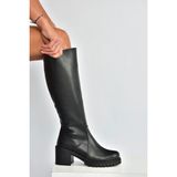 Fox Shoes V726800209 Siyah Kalın Topuklu Klasik Kadın Çizme
