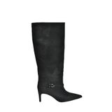 Fox Shoes V820143202 Siyah Süet İnce Topuklu Klasik Kadın Çizme
