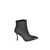 fox SHOES V820200504 Siyah Kumaş İnce Topuklu Sivri Burunlu Yarım Bot, Siyah-Kumaş, 37