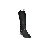 Fox Shoes V820320302 Siyah Süet Kalın Topuklu Kadın Çizme