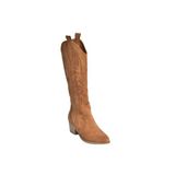 Fox Shoes V820356002 Taba Süet Kalın Topuklu Kadın Çizme