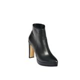 fox SHOES V820660109 Siyah Kalın Platform Topuklu Kadın Bot, Siyah-Suni Deri, 39