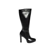 Fox Shoes V820660660 Siyah Rustik Kalın Platform Topuklu Kadın Çizme
