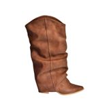 Fox Shoes V846846001 Kahverengi Süet Kalın Topuklu Körüklü Kadın Çizme