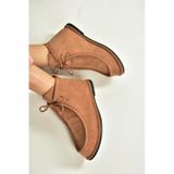 Fox Shoes V846926302 Taba Süet Düz Tabanlı Bağcıklı Kadın Bot
