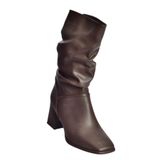 fox SHOES V848256709 Kahverengi Kalın Topuklu Büzgülü Kadın Bot, Kahverengi-Suni Deri, 37