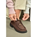 Fox Shoes V944085601 Kahverengi Hakiki Deri Nubuk Bağcıklı Günlük Kadın Ayakkabı - 36