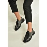 Fox Shoes V944085603 Siyah Hakiki Deri Bağcıklı Günlük Kadın Ayakkabı