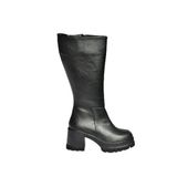 fox SHOES V965067009 Siyah Kalın Topuklu Kadın Çizme, Siyah-Suni Deri, 36