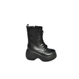 fox SHOES V965202109 Siyah Kalın Dolgu Tabanlı Kadın Bot, Siyah-Suni Deri, 38