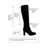 fox SHOES V973000807 Siyah Yılan Baskı Klasik Kadın Çizme, Siyah-Yılan Baskı, 38