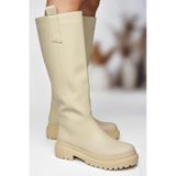 Fox Shoes V973222209 Bej Kalın Tabanlı Kadın Binici Çizmesi