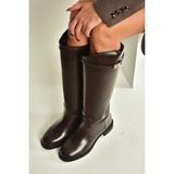 Fox Shoes V973720909 Kahverengi Klasik Alçak Tabanlı Kadın Çizme