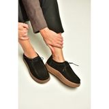 Fox Shoes V999646461 Siyah Hakiki Deri Süet Kadın Ayakkabı