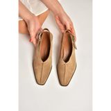 Fox Shoes Vizon Hakiki Deri Süet Kalın Topuklu Western Ayakkabı, 38, Y6543073, Vizon-Süet, Kadın