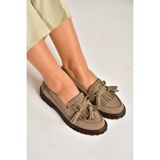 Fox Shoes Vizon Süet Püskül Detaylı Makosen Ayakkabı, 37, Y9966530, Vizon-Süet, Kadın