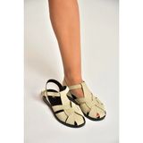 Fox Shoes Y250303002 Bej Süet Kadın Sandalet