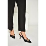 Fox Shoes Y308203804 Siyah Kumaş Ince Topuklu Kadın Ayakkabı