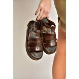 Fox Shoes Y390119903 Kahverengi Hakiki Deri Kadın Sandalet