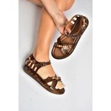 Fox Shoes Y390360203 Kahverengi Hakiki Deri Kadın Sandalet