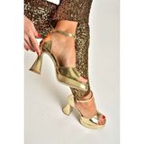 Fox Shoes Y404850209 Altın Kalın Topuklu Kadın Ayakkabı