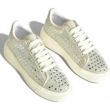 Fox Shoes Y444708402 Gümüş Süet Taş Detaylı Kadın Spor Ayakkabı Sneakers