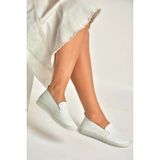 Fox Shoes Y555117003 Beyaz Hakiki Deri Comford Ortopedik Taban Kadın Ayakkabı