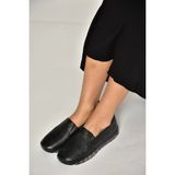 Fox Shoes Y555117003 Siyah Hakiki Deri Comford Ortopedik Taban Kadın Ayakkabı