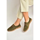 Fox Shoes Y555323002 Haki Hakiki Deri Süet Günlük Kadın Ayakkabı