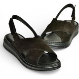 Fox Shoes Y555531102 Siyah Hakiki Deri Süet Kadın Sandalet