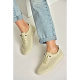 Fox Shoes Y555705103 Bej Hakiki Deri Comfort Ortopedik Taban Kadın Ayakkabı