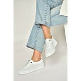 Fox Shoes Y555705103 Beyaz Hakiki Deri Comfort Ortopedik Taban Kadın Ayakkabı