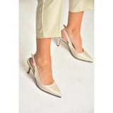 Fox Shoes Y572099760 Bej Rustik Ince Topuklu Kadın Ayakkabı