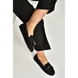 Fox Shoes Y602347002 Siyah Süet Püsküllü Kadın Günlük Ayakkabı