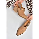 Fox Shoes Y654307702 Vizon Hakiki Deri Süet Alçak Topuklu Western Ayakkabı
